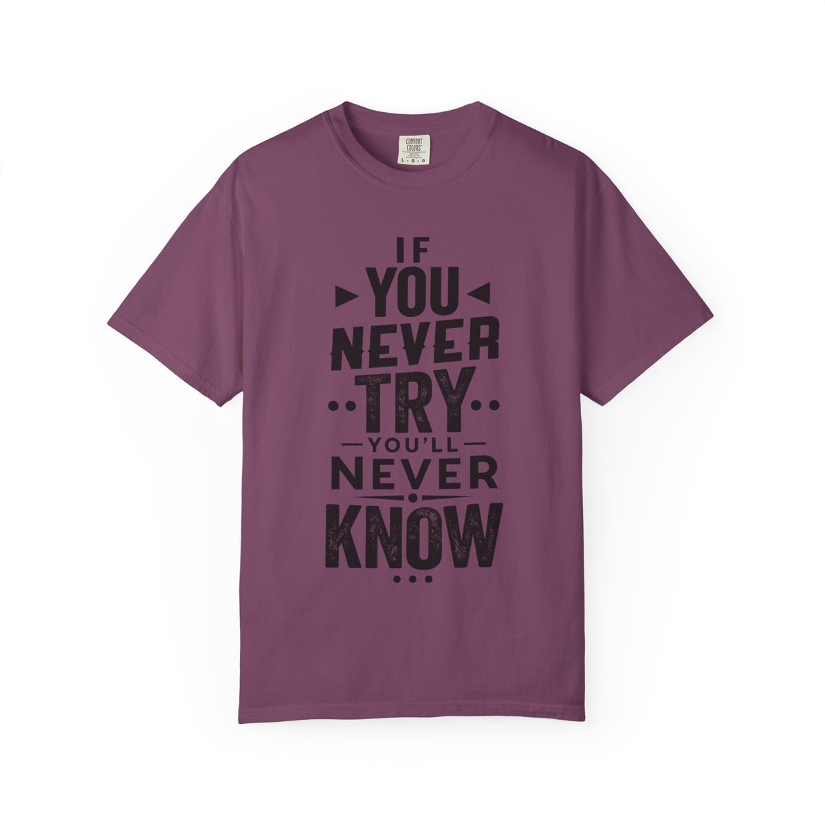 Motivational Graphic T-Shirt — "If You Never Try You'll Never Know" Inspirational Tee