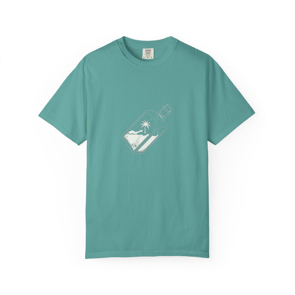 Pocket Island T‑Shirt — Minimal Bottle Isle Graphic Tee