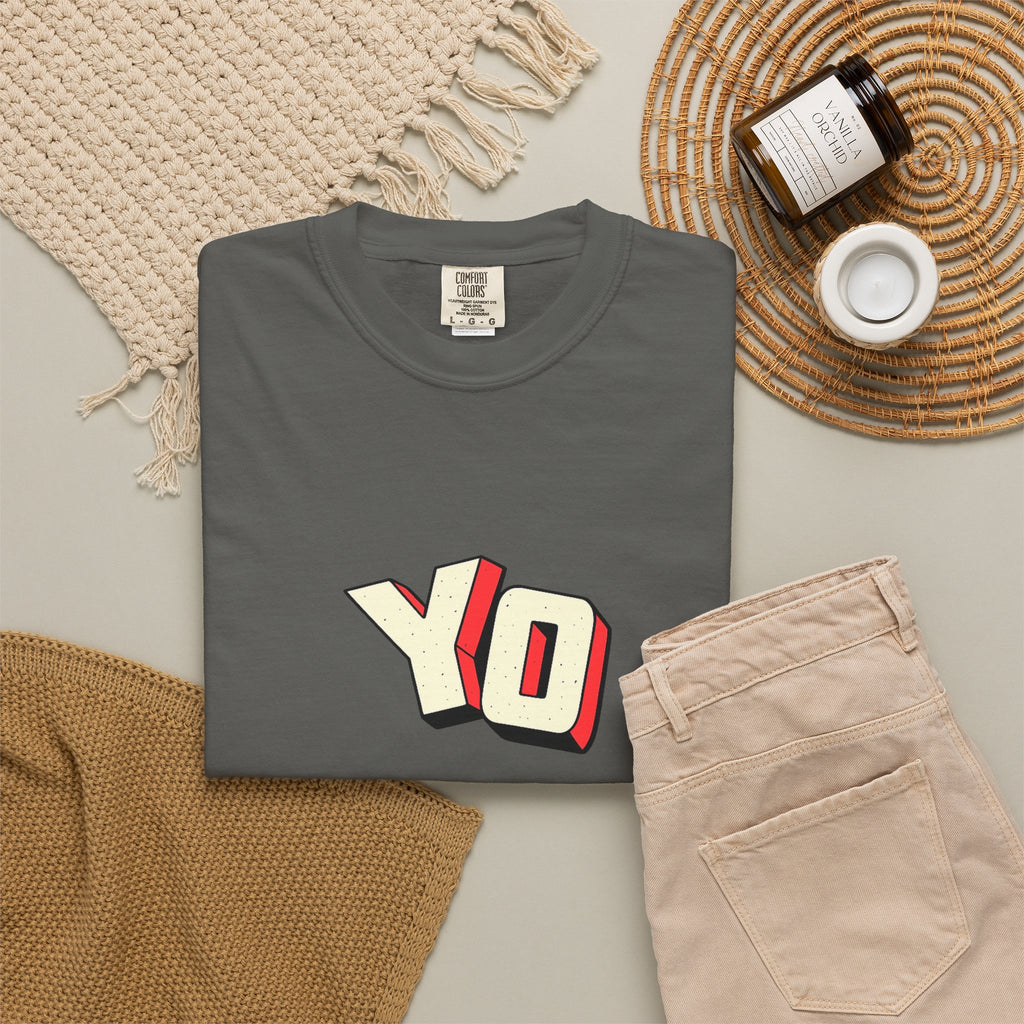 Yo Graphic T-Shirt — Retro 3D Lettering Tee