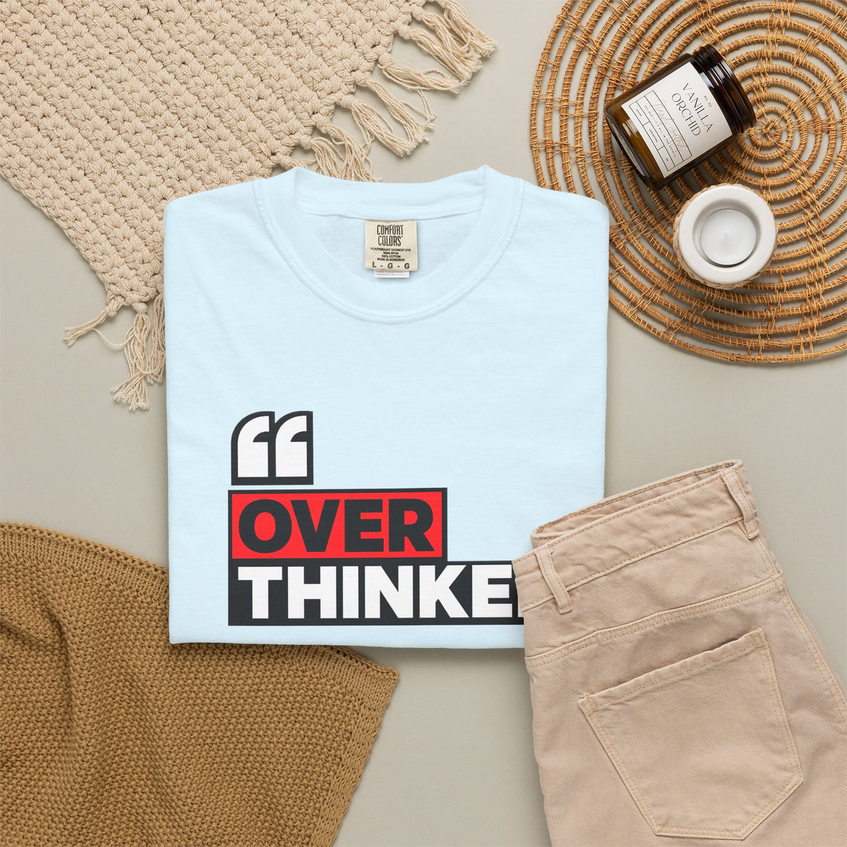 Overthinker Graphic T-Shirt — Bold Red & Black Text Tee