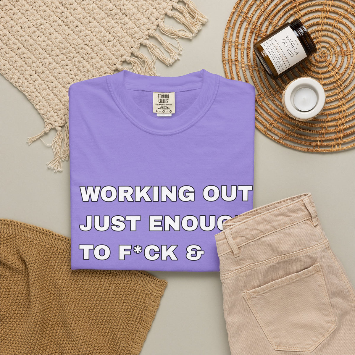 GYM T-Shirt — "Working Out Just Enough to F*ck & Fight" Motivational Sarcastic Tee