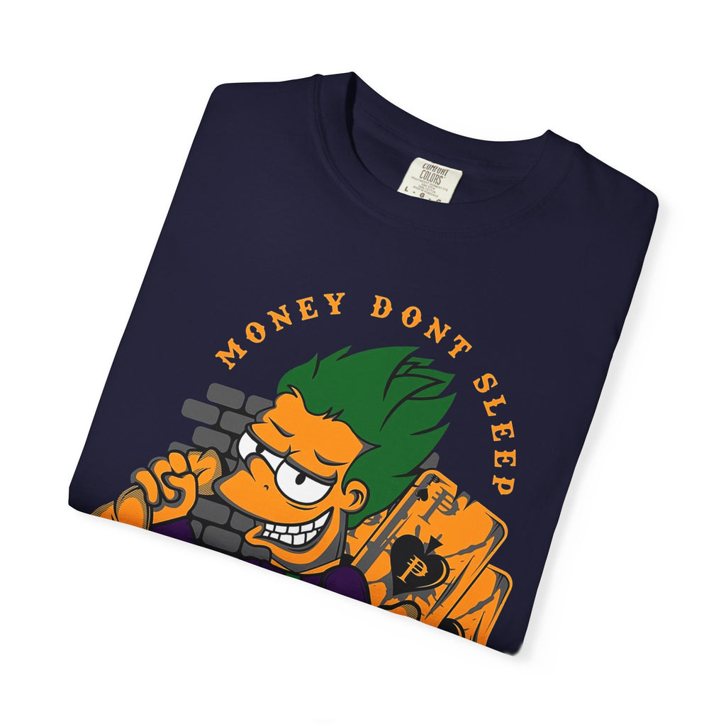 T-Shirt — 'Money Don’t Sleep' Cartoon Hustle Tee