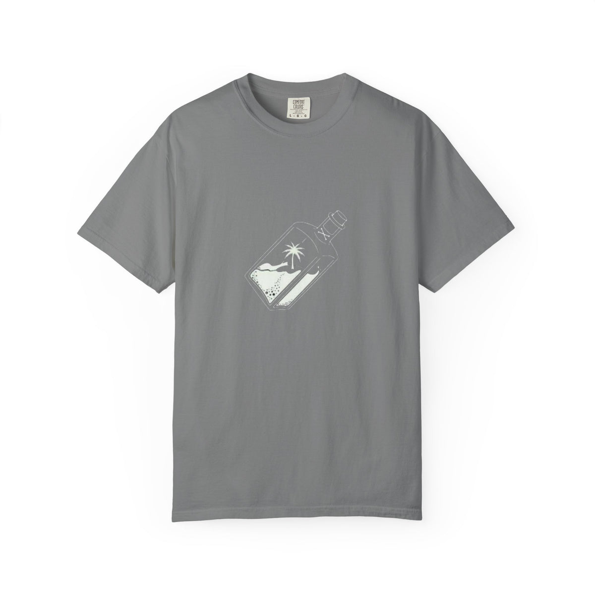 Pocket Island T‑Shirt — Minimal Bottle Isle Graphic Tee