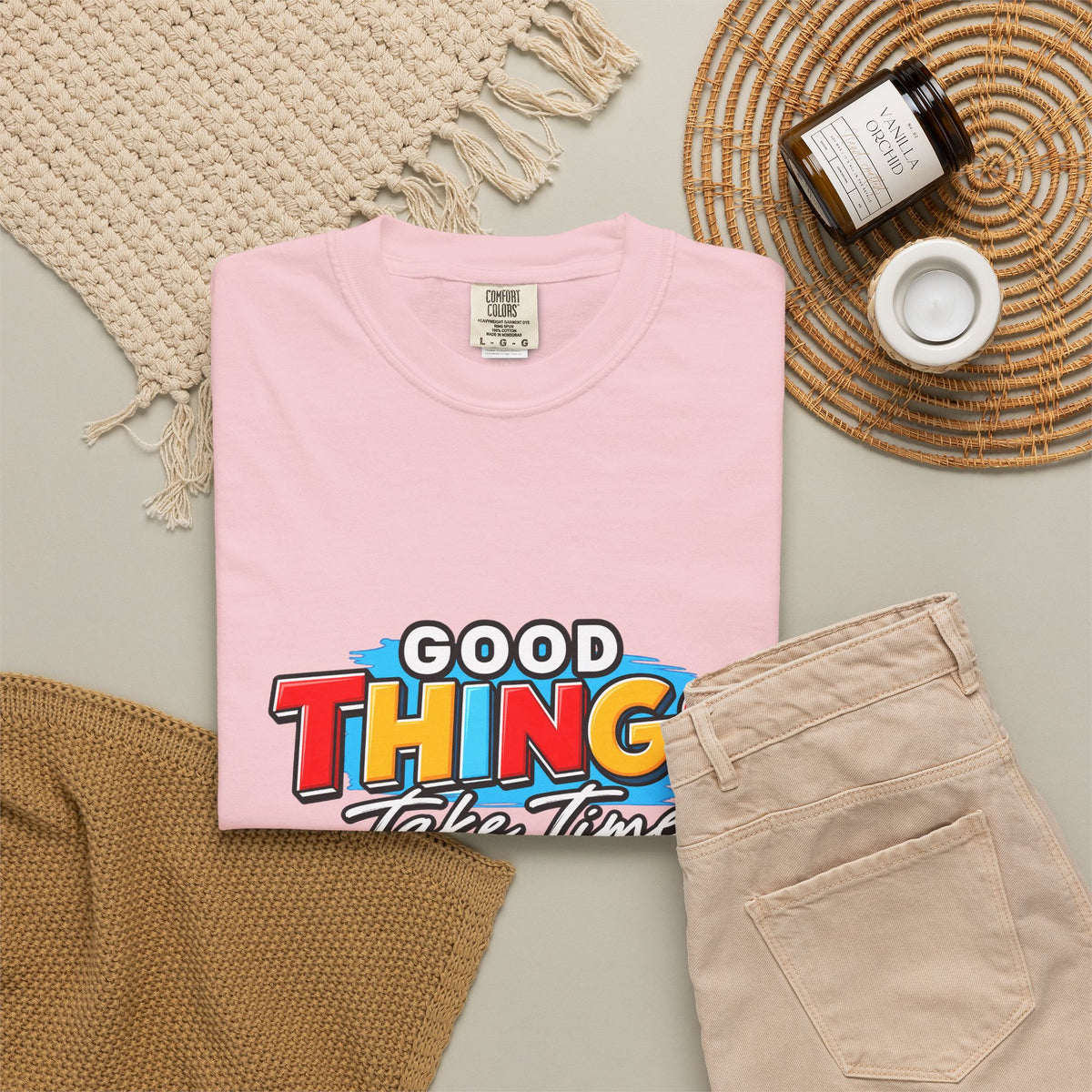 T-Shirt — "Good Things Take Time" Retro Graphic Tee