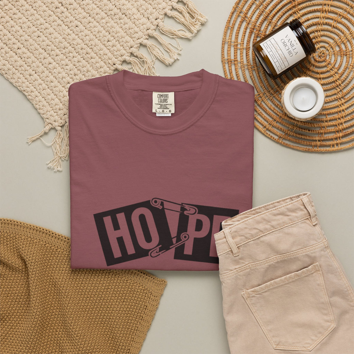 Hope Safety Pin T-Shirt — Graphic 'HOPE' Design
