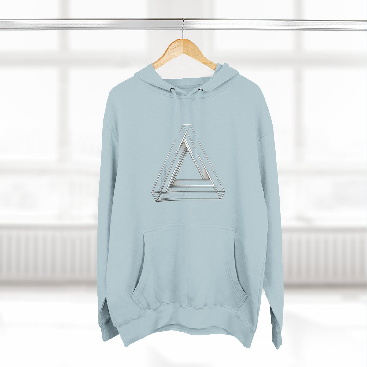 Minimal Geometric Triangle Hoodie — Three-Panel Illusion Design