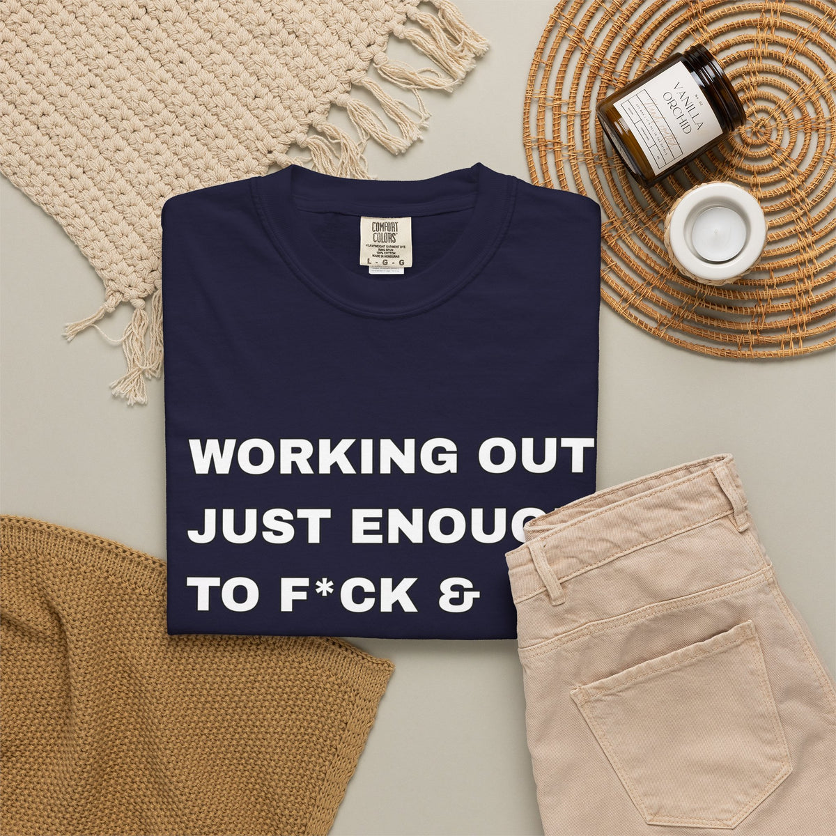 GYM T-Shirt — "Working Out Just Enough to F*ck & Fight" Motivational Sarcastic Tee