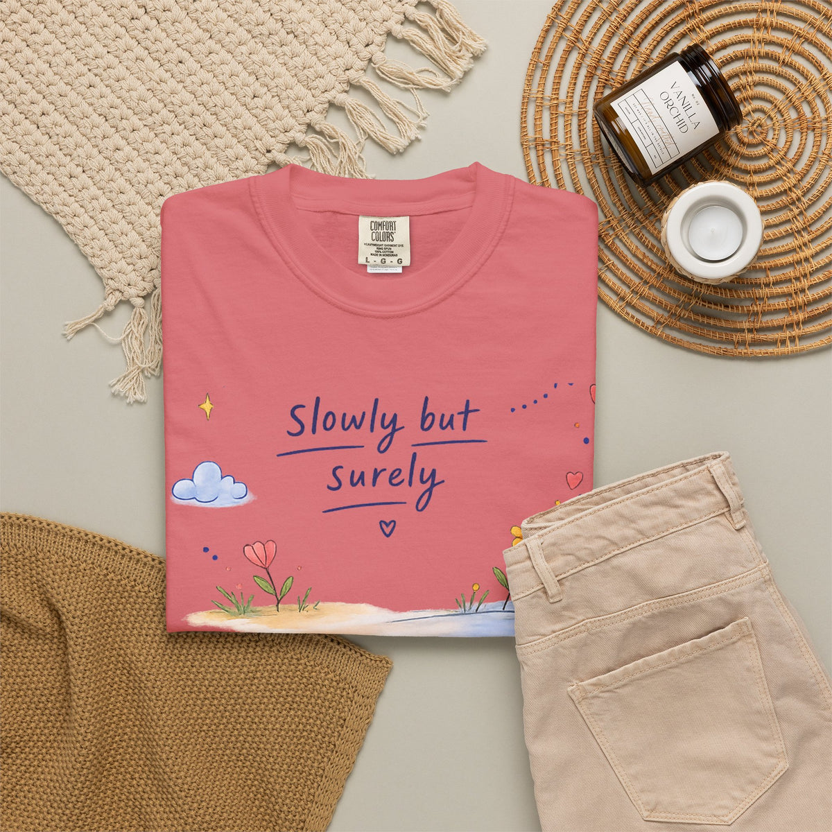 T-Shirt — "Slowly but Surely" Cute Doodle Graphic Tee