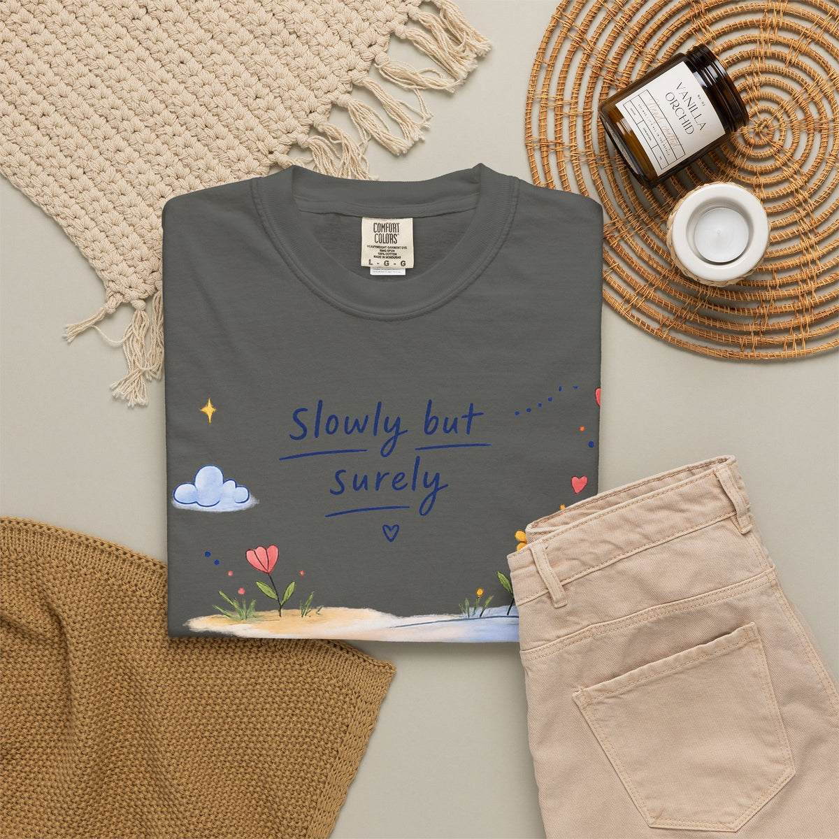 T-Shirt — "Slowly but Surely" Cute Doodle Graphic Tee
