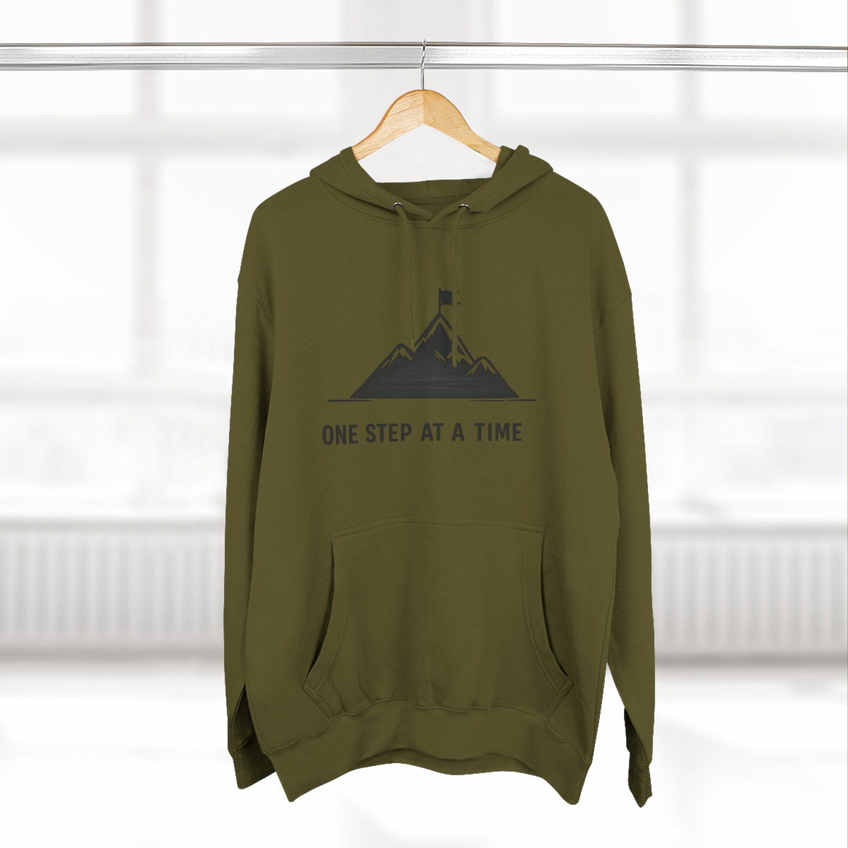 Hoodie - 'One Step at a Time' Mountain Graphic Fleece Hoodie