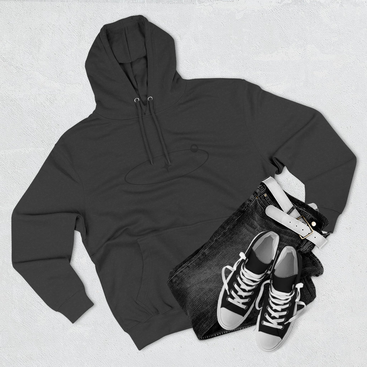 Minimal Orbit Hoodie — Simple Space Graphic Pullover