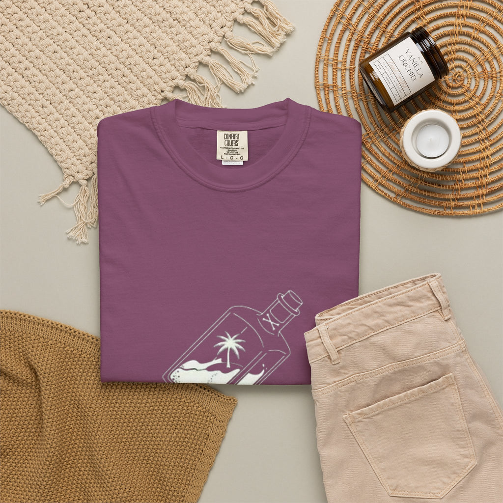 Pocket Island T‑Shirt — Minimal Bottle Isle Graphic Tee