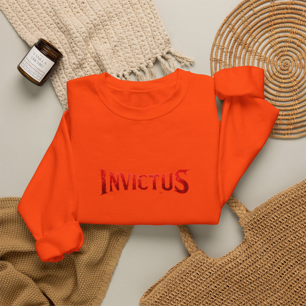 Invictus Crewneck Sweatshirt — Bold Red Script Pullover
