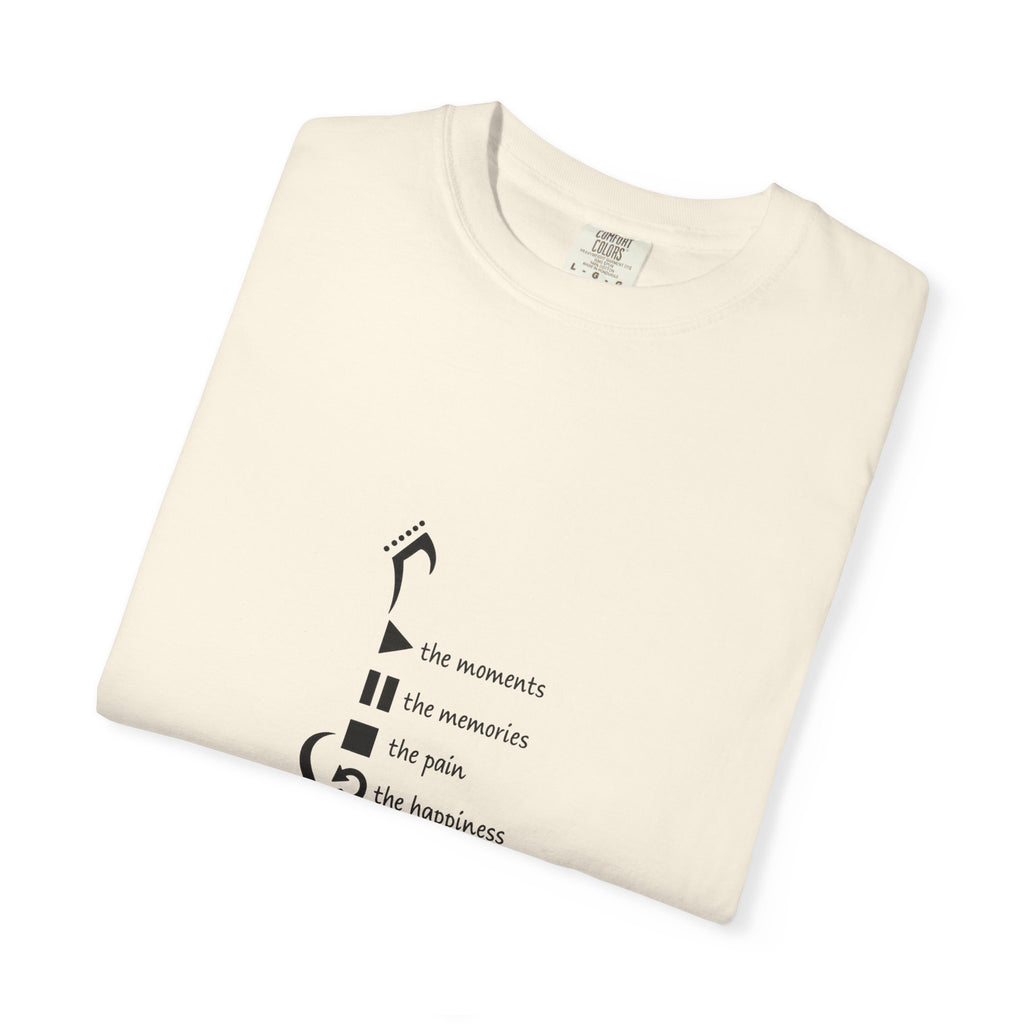 Guitar Silhouette Tee — "Our Moments, Our Memories, Our Music, Our Happiness"