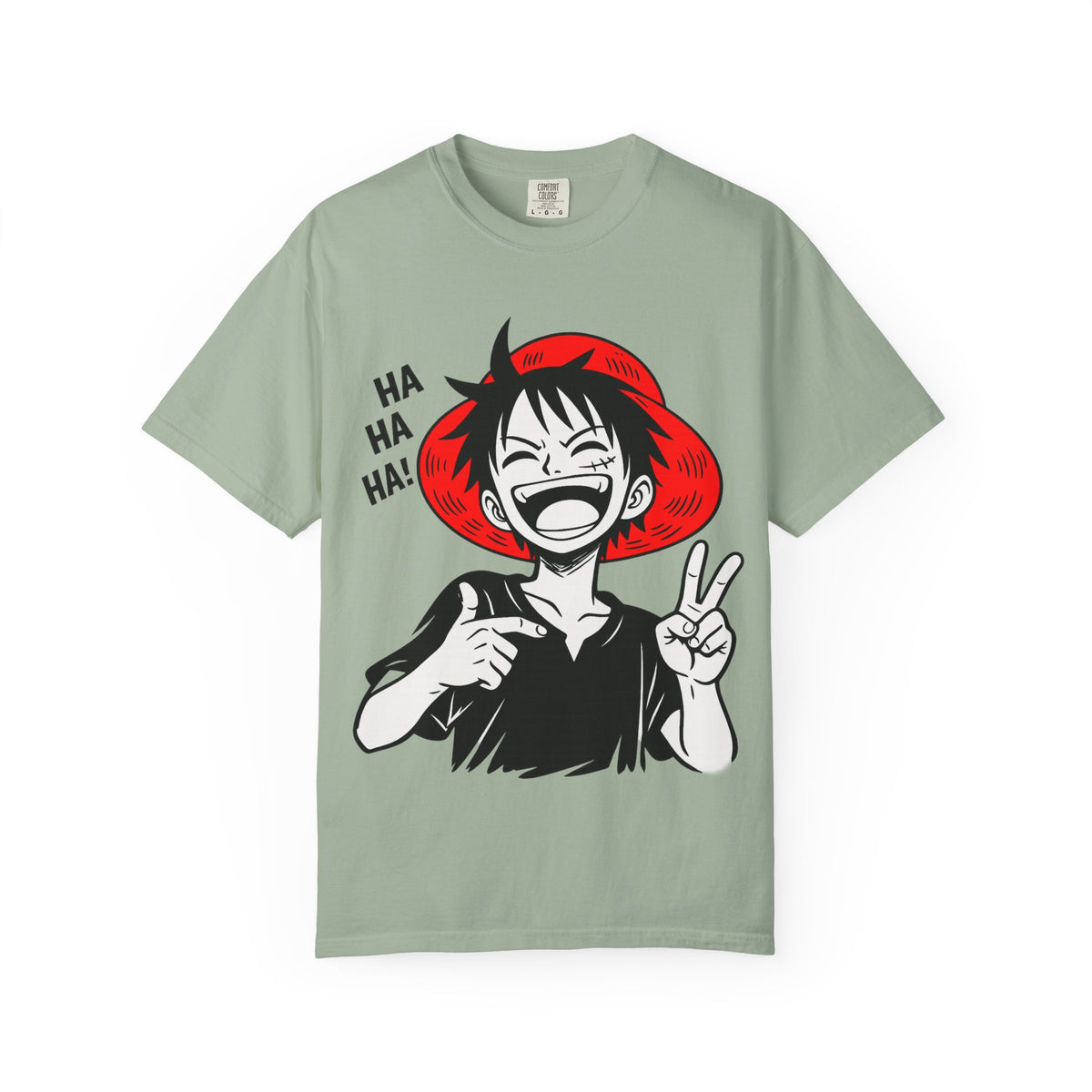 Anime Luffy Laughing Graphic T-shirt - Monkey D. Luffy Peace Sign Tee