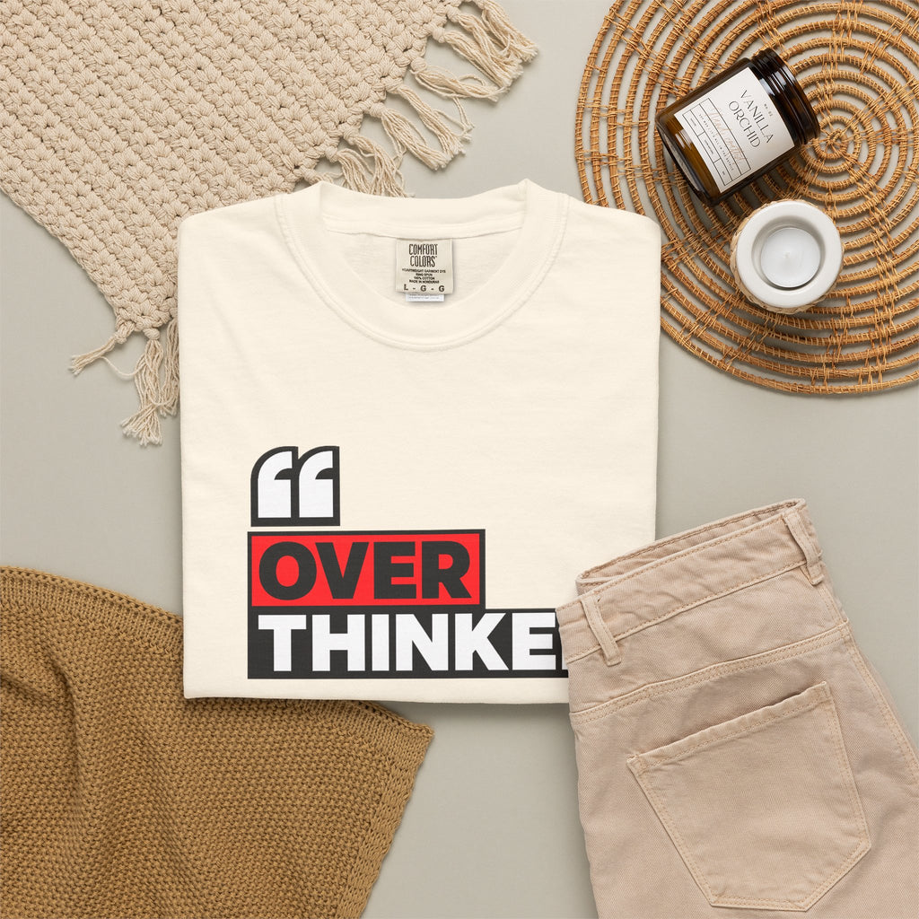 Overthinker Graphic T-Shirt — Bold Red & Black Text Tee