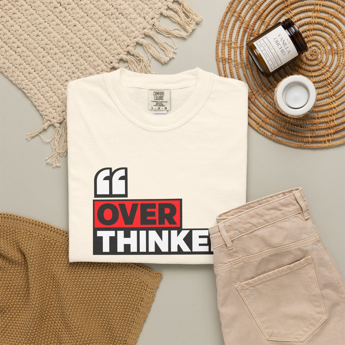 Overthinker Graphic T-Shirt — Bold Red & Black Text Tee