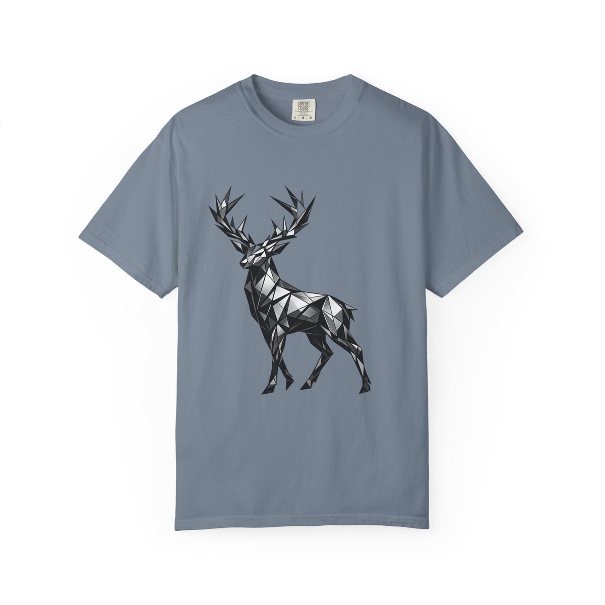 Geometric Stag T-Shirt — Black Polygon Deer Graphic Tee