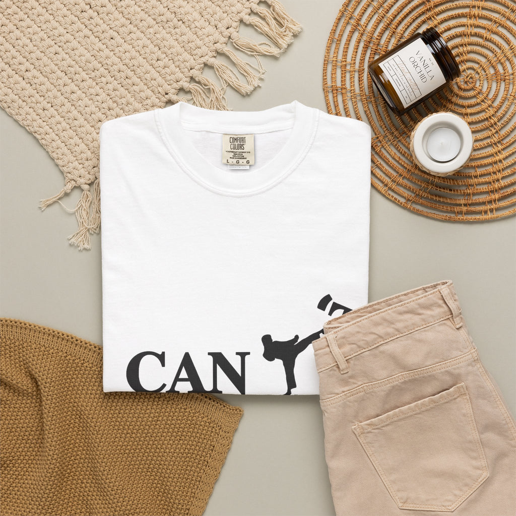 T-Shirt — 'CAN'T' Motivational Graphic Tee (Silhouette Kicking Apostrophe)