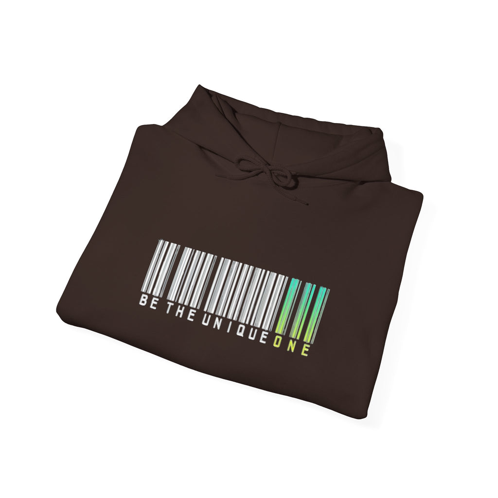 Unique One Barcode Hoodie — "Be the Unique One" Graphic Pullover