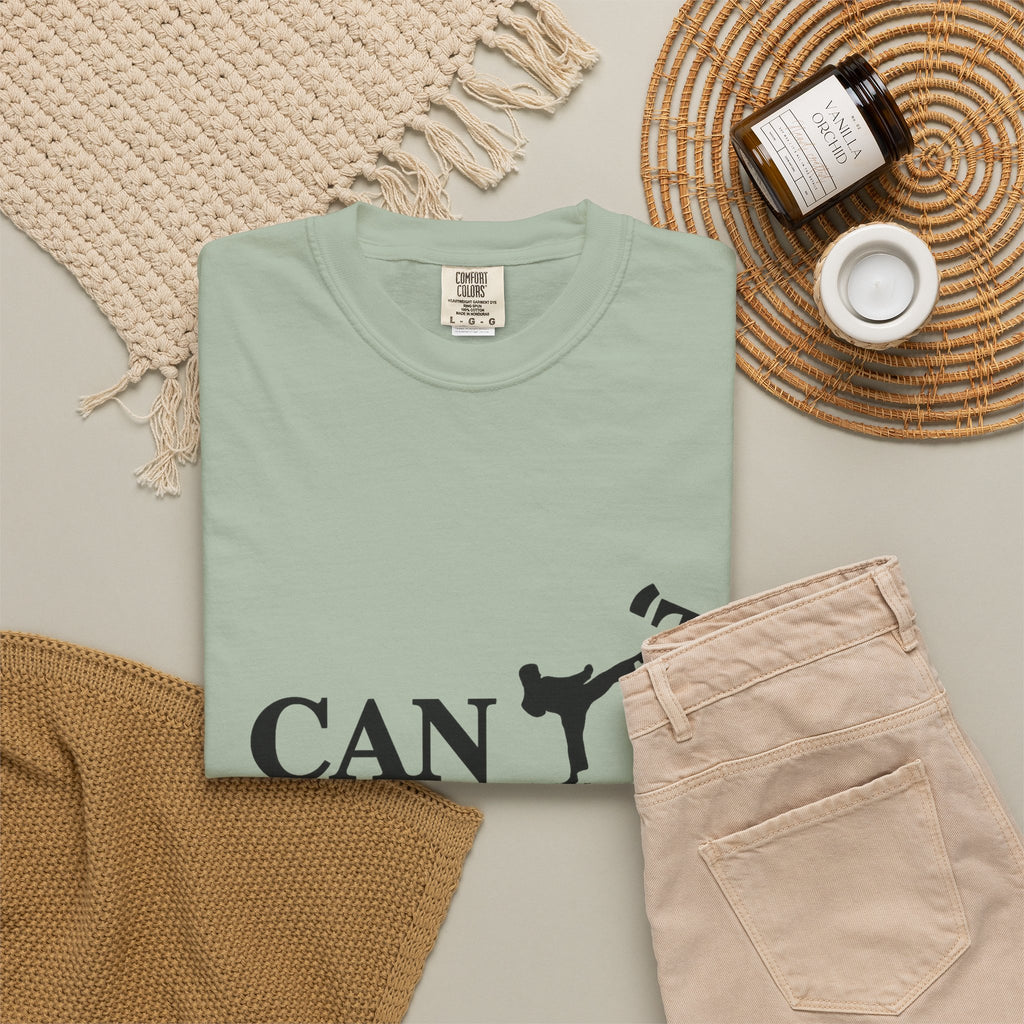 T-Shirt — 'CAN'T' Motivational Graphic Tee (Silhouette Kicking Apostrophe)