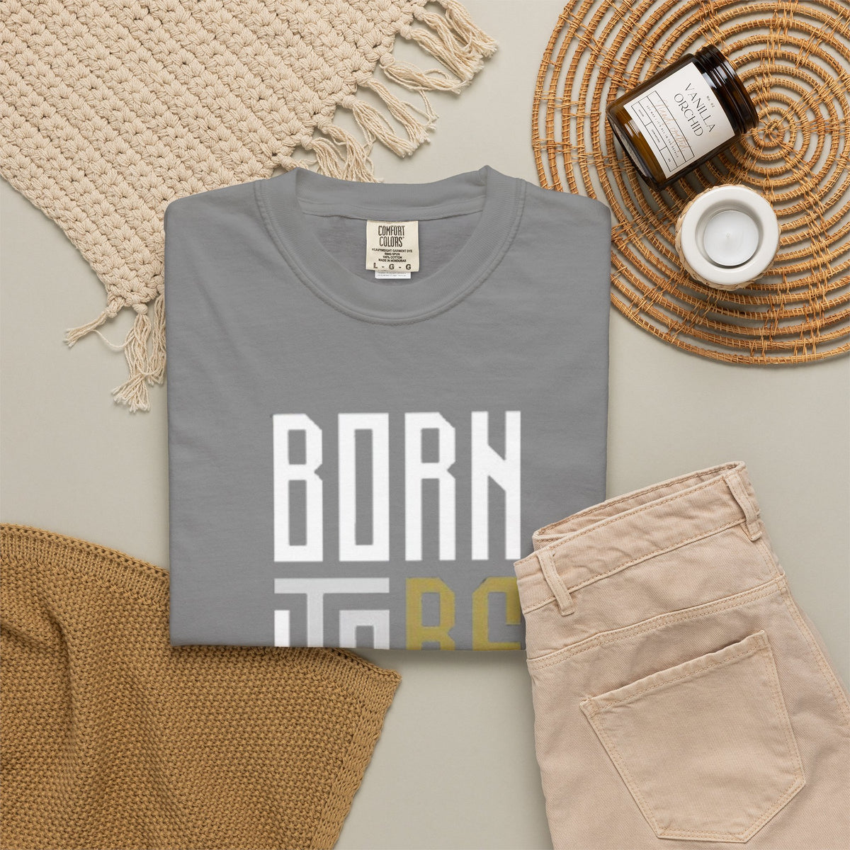T-Shirt — "Born To Be Untile" Bold Vertical Typography Tee