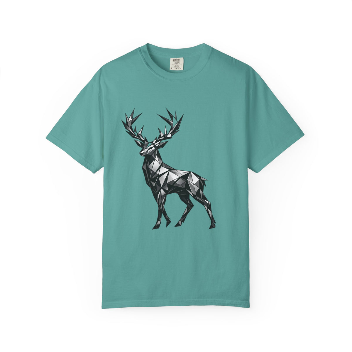 Geometric Stag T-Shirt — Black Polygon Deer Graphic Tee