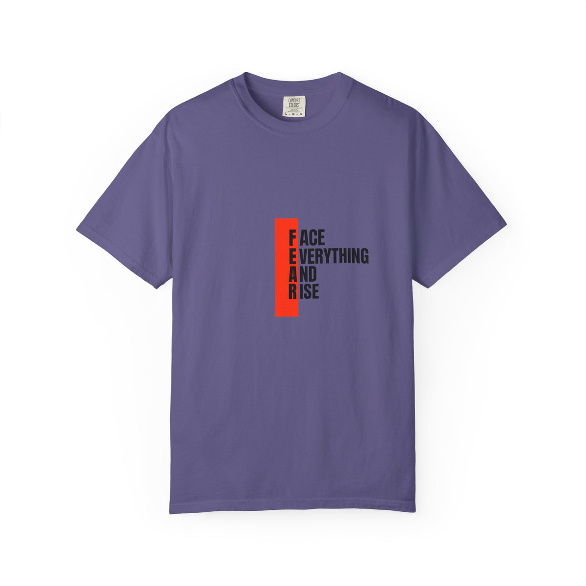 Motivational T-Shirt — "FEAR: Face Everything And Rise" Bold Red Accent