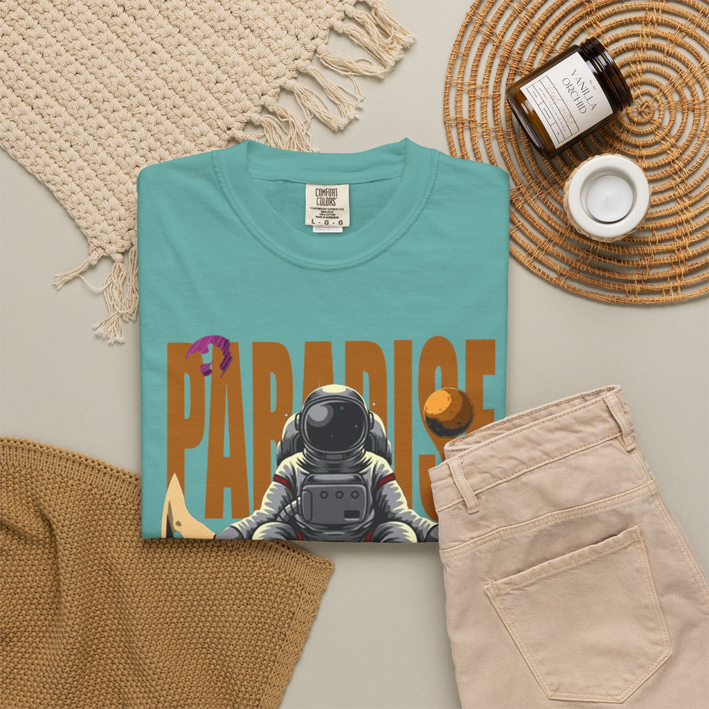 T-Shirt — 'Paradise: Never Get Tired of Getting Lost' Astronaut Graphic Tee