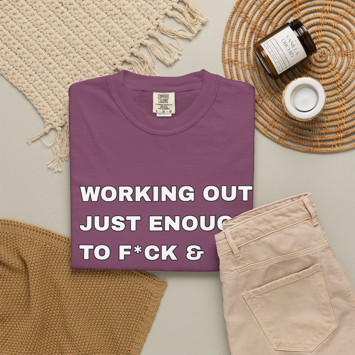 GYM T-Shirt — "Working Out Just Enough to F*ck & Fight" Motivational Sarcastic Tee