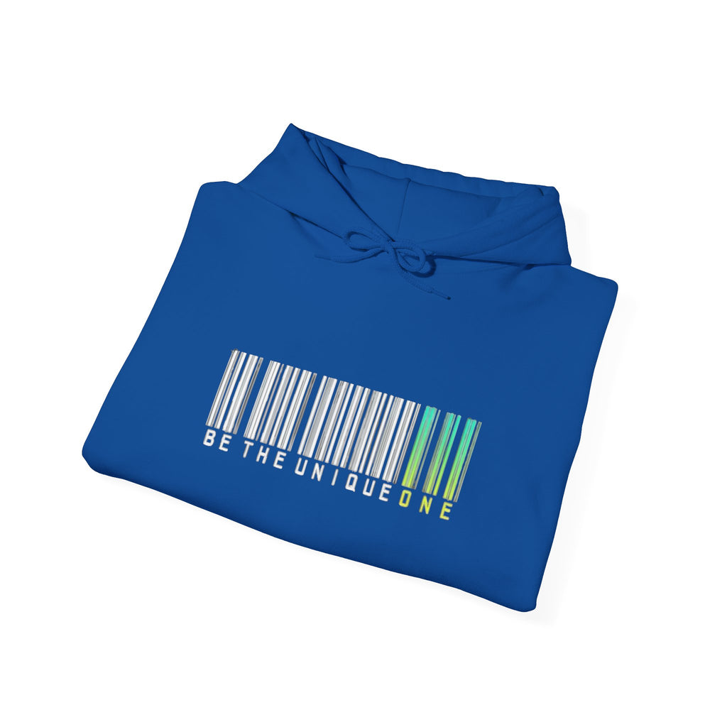 Unique One Barcode Hoodie — "Be the Unique One" Graphic Pullover