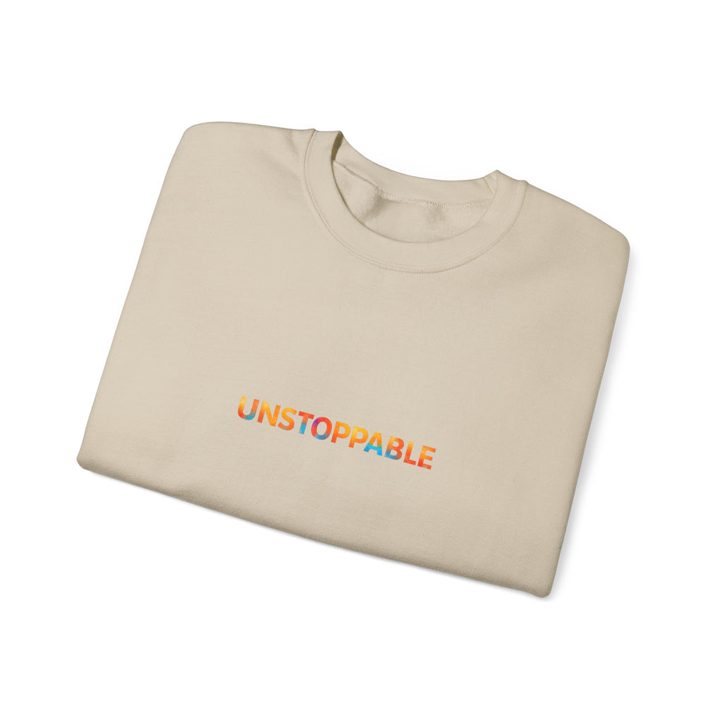 Unstoppable Crewneck Sweatshirt — Inspirational Rainbow Text Pullover