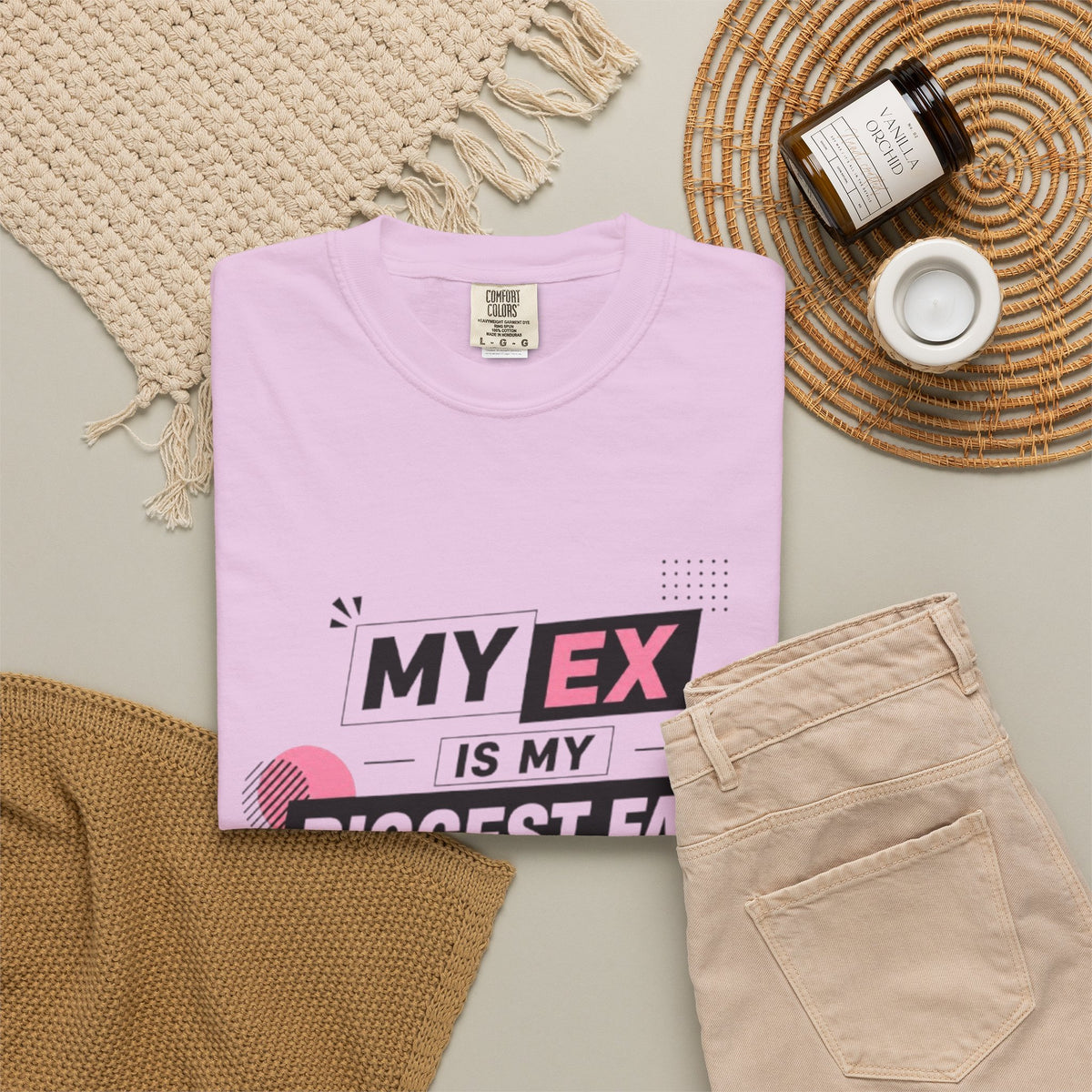 Funny Graphic T-Shirt — "My Ex Is My Biggest Fan" Retro Pink & Black