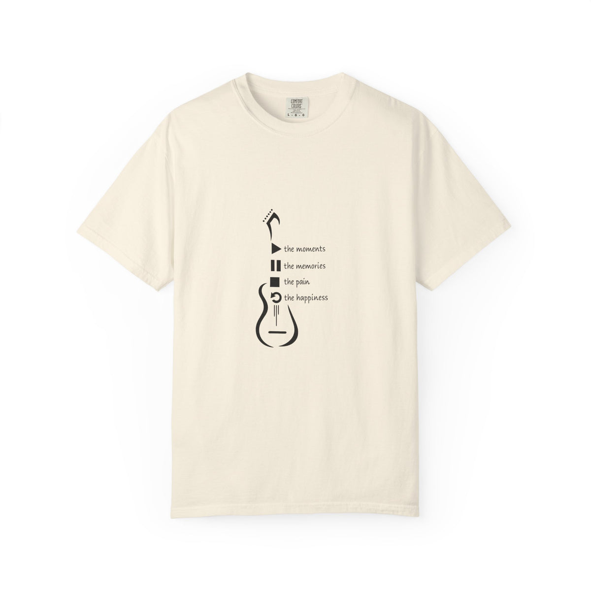 Guitar Silhouette Tee — "Our Moments, Our Memories, Our Music, Our Happiness"