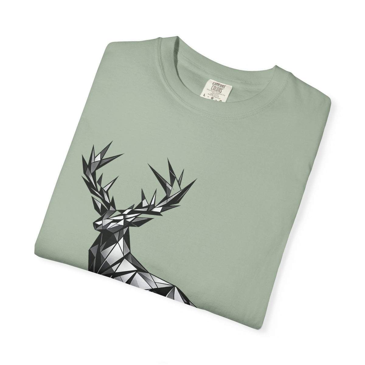 Geometric Stag T-Shirt — Black Polygon Deer Graphic Tee