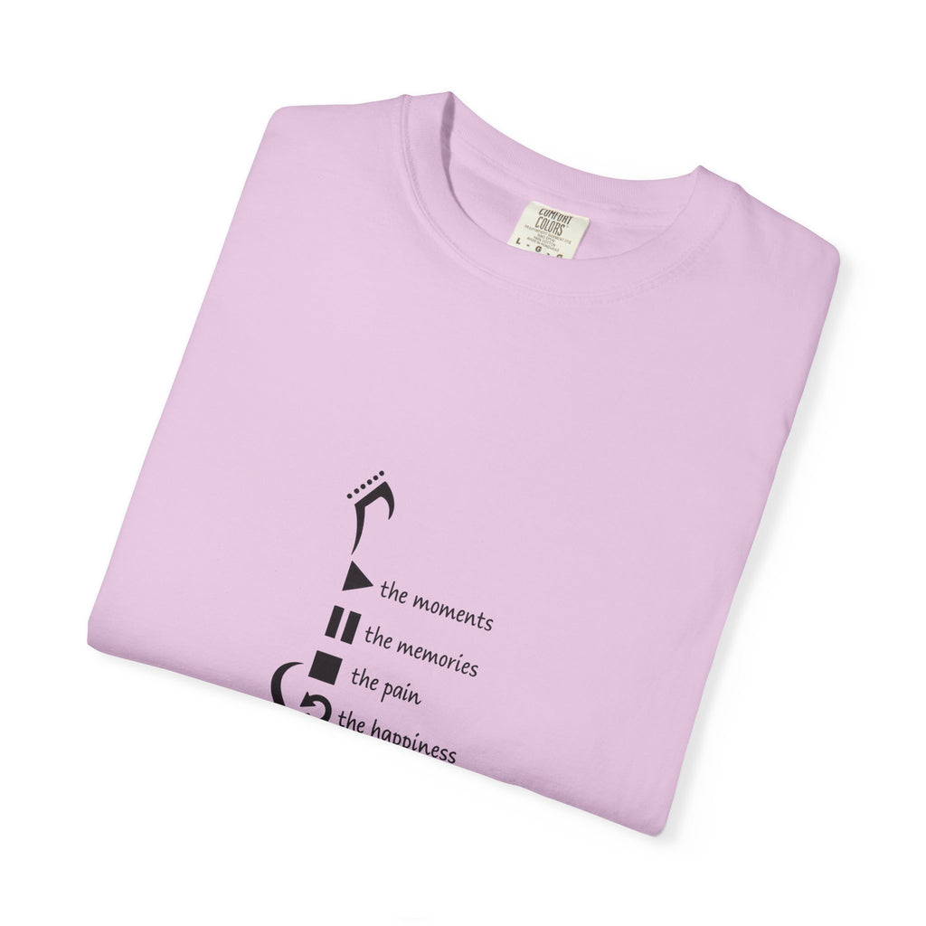 Guitar Silhouette Tee — "Our Moments, Our Memories, Our Music, Our Happiness"