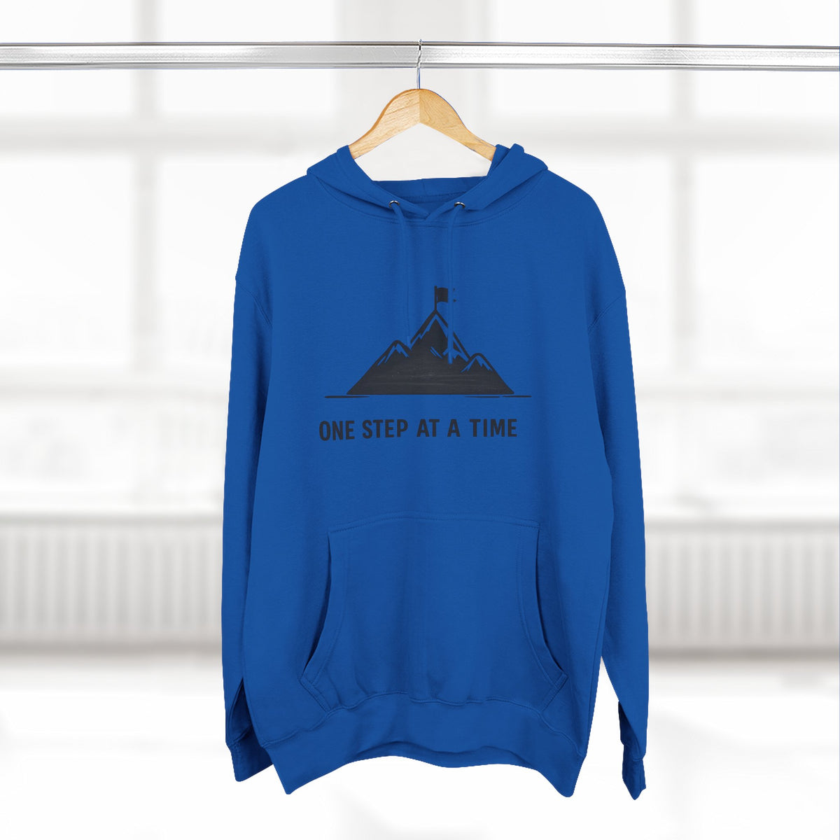 Hoodie - 'One Step at a Time' Mountain Graphic Fleece Hoodie