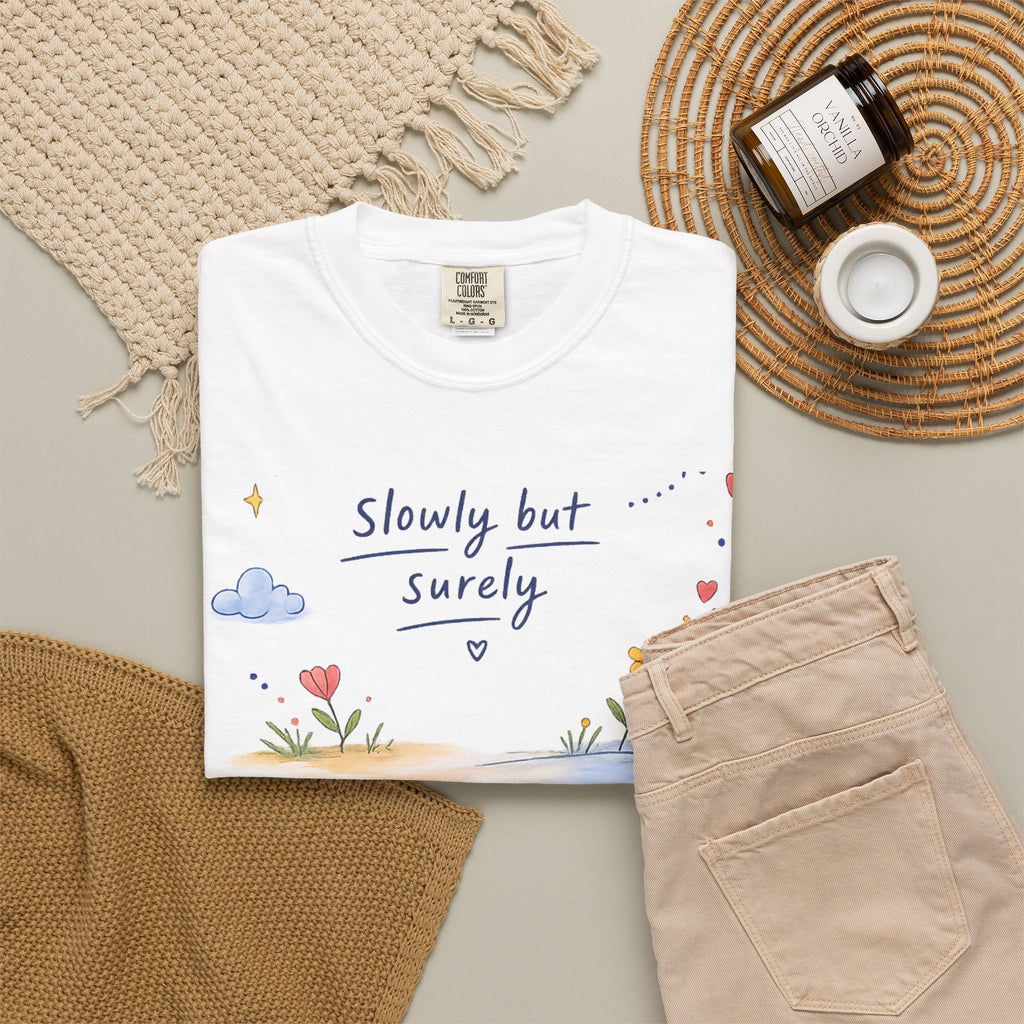 T-Shirt — "Slowly but Surely" Cute Doodle Graphic Tee