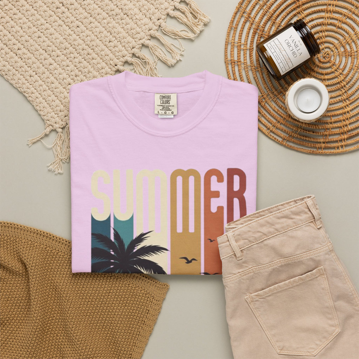 Summer Motorcycle Tee — Retro Palm Tree Beach Graphic T-Shirt