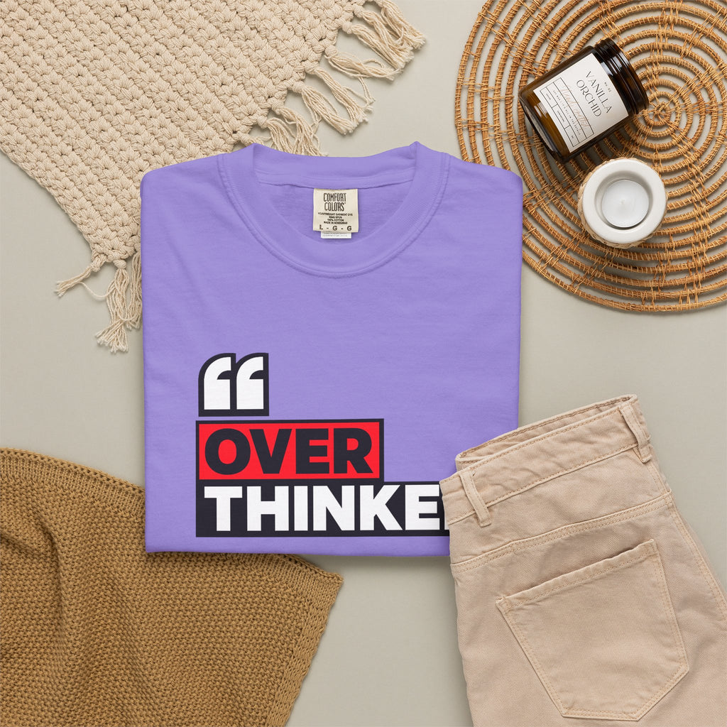 Overthinker Graphic T-Shirt — Bold Red & Black Text Tee
