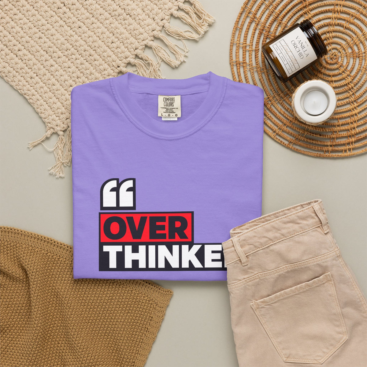 Overthinker Graphic T-Shirt — Bold Red & Black Text Tee