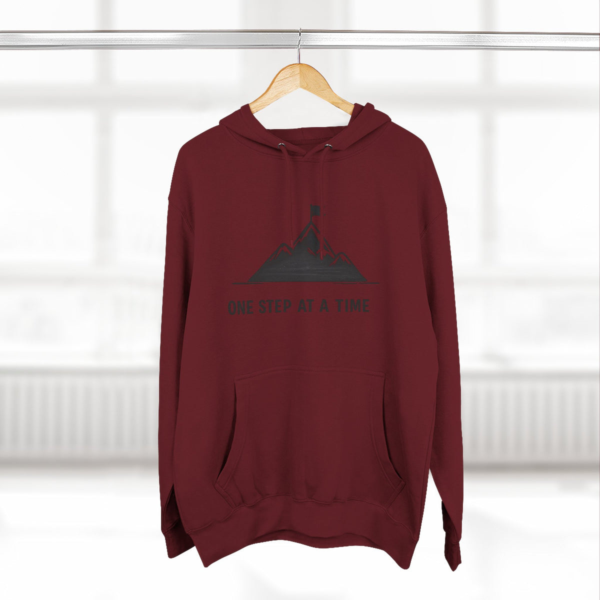 Hoodie - 'One Step at a Time' Mountain Graphic Fleece Hoodie