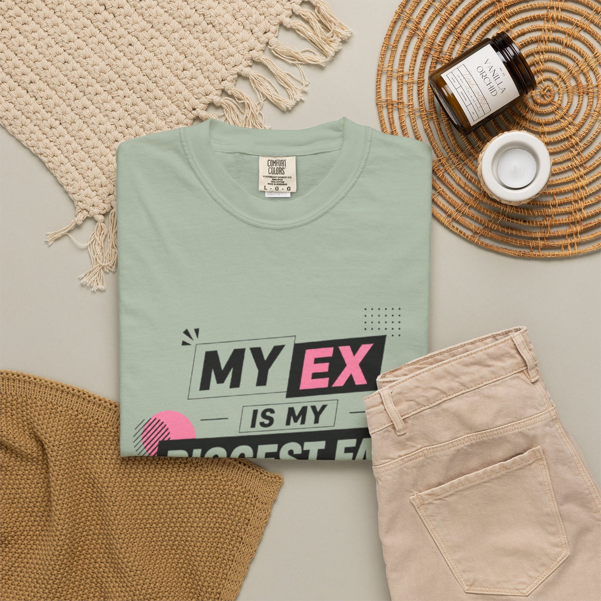 Funny Graphic T-Shirt — "My Ex Is My Biggest Fan" Retro Pink & Black