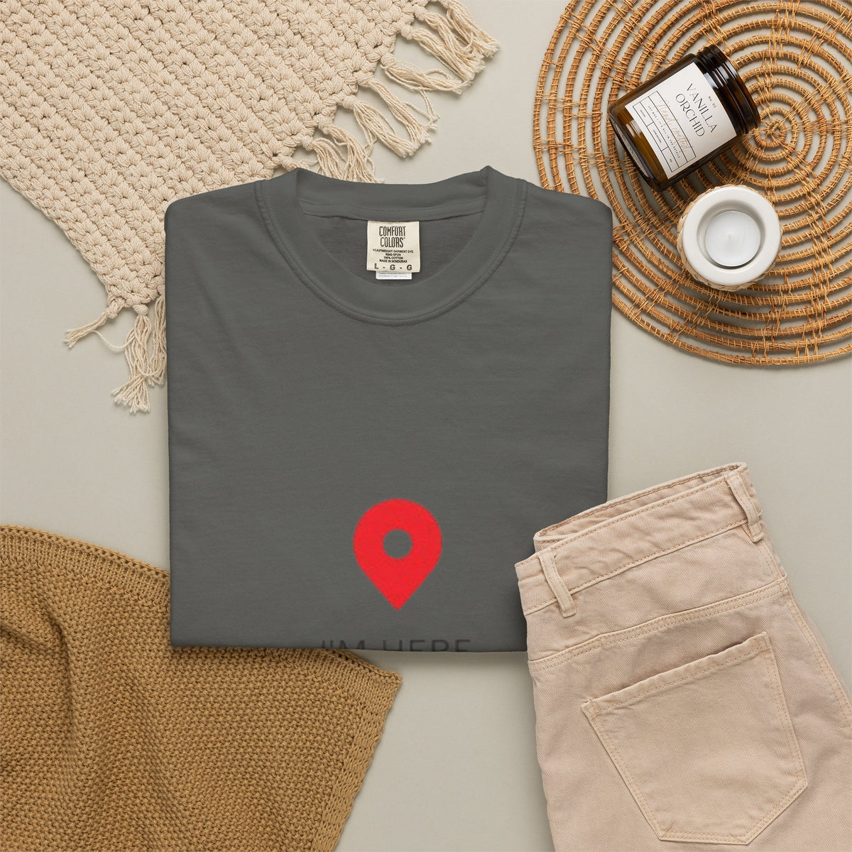 I’m Here T‑Shirt — Location Pin Graphic Tee