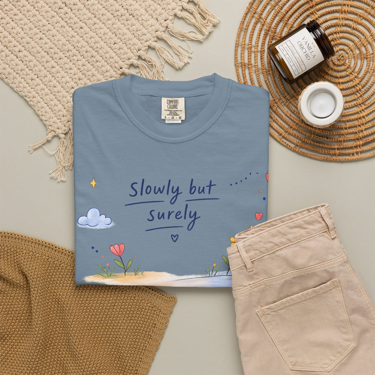 T-Shirt — "Slowly but Surely" Cute Doodle Graphic Tee