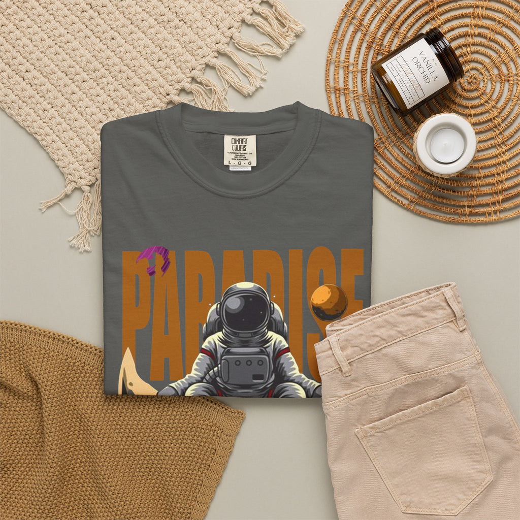 T-Shirt — 'Paradise: Never Get Tired of Getting Lost' Astronaut Graphic Tee