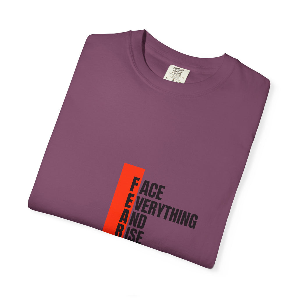 Motivational T-Shirt — "FEAR: Face Everything And Rise" Bold Red Accent