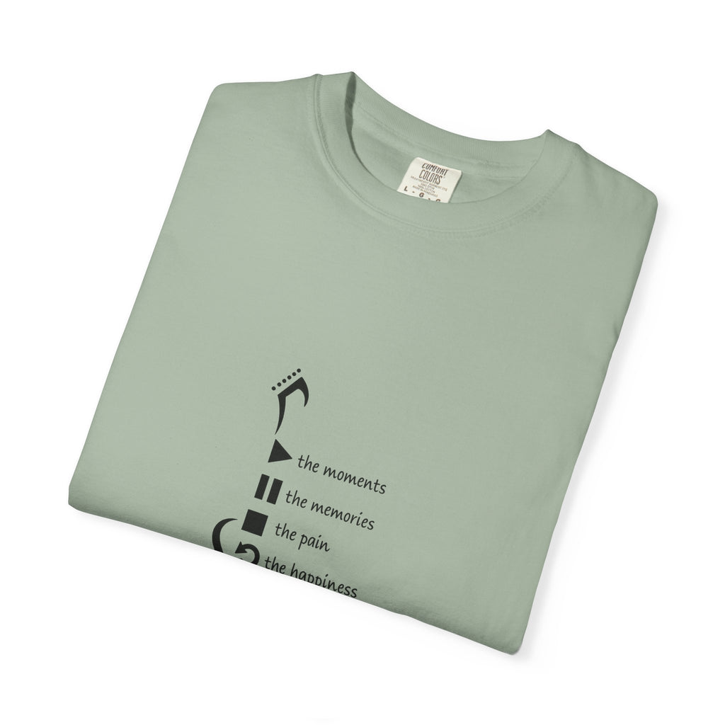 Guitar Silhouette Tee — "Our Moments, Our Memories, Our Music, Our Happiness"