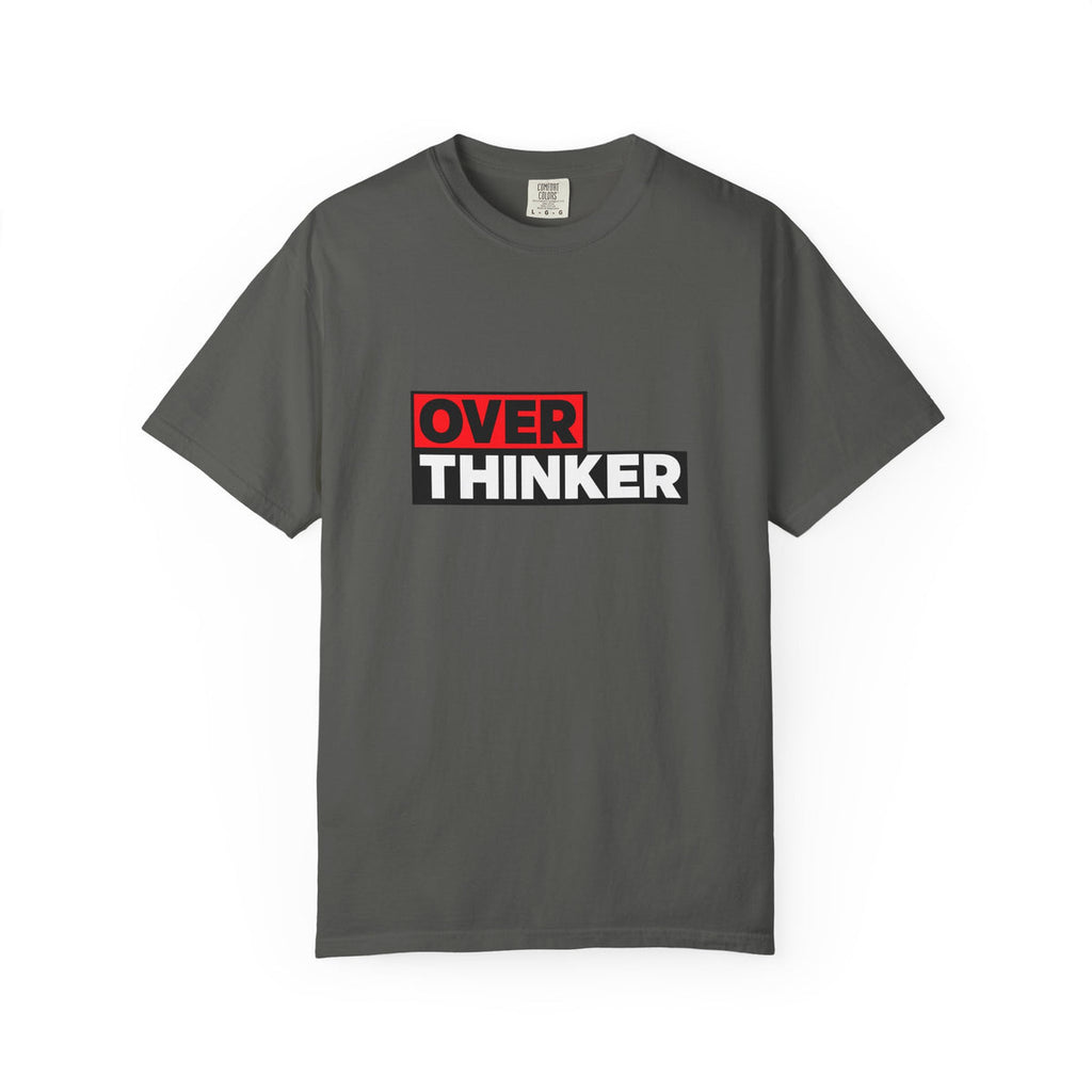 Overthinker Graphic T-Shirt — Bold Red & Black Text Tee