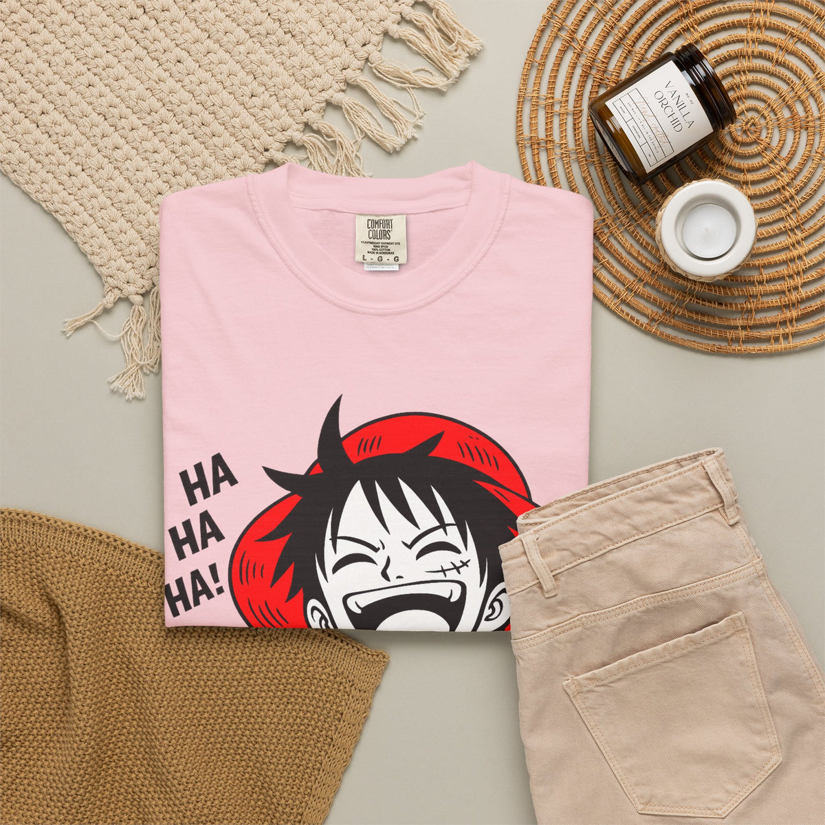 Anime Luffy Laughing Graphic T-shirt - Monkey D. Luffy Peace Sign Tee